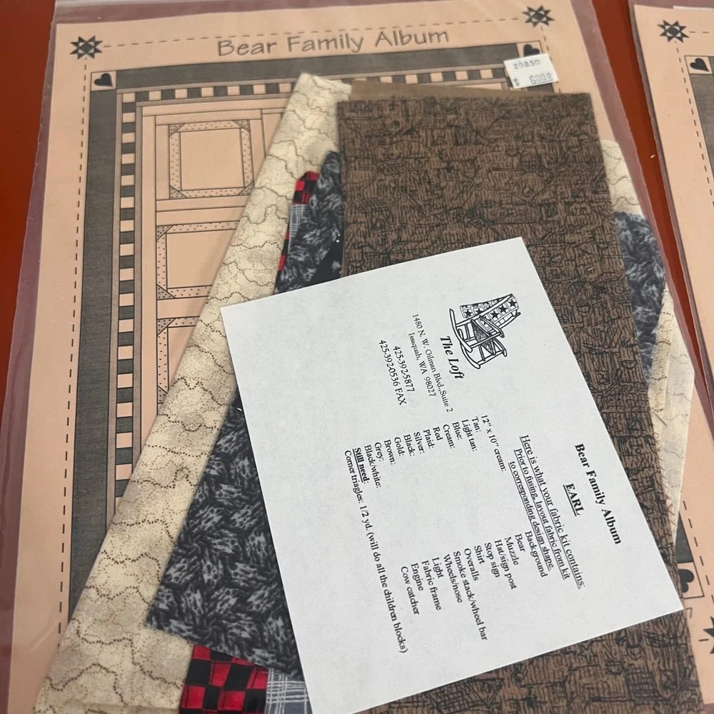 The Stitch Connection Bear‎ Family Album Quilt Patterns Earl Gus Fabric Kits 2pk